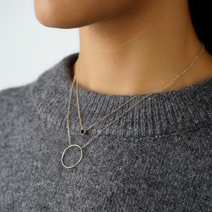 Gold circle necklace  Round necklace  Karma necklace  Minimal necklace  Dainty